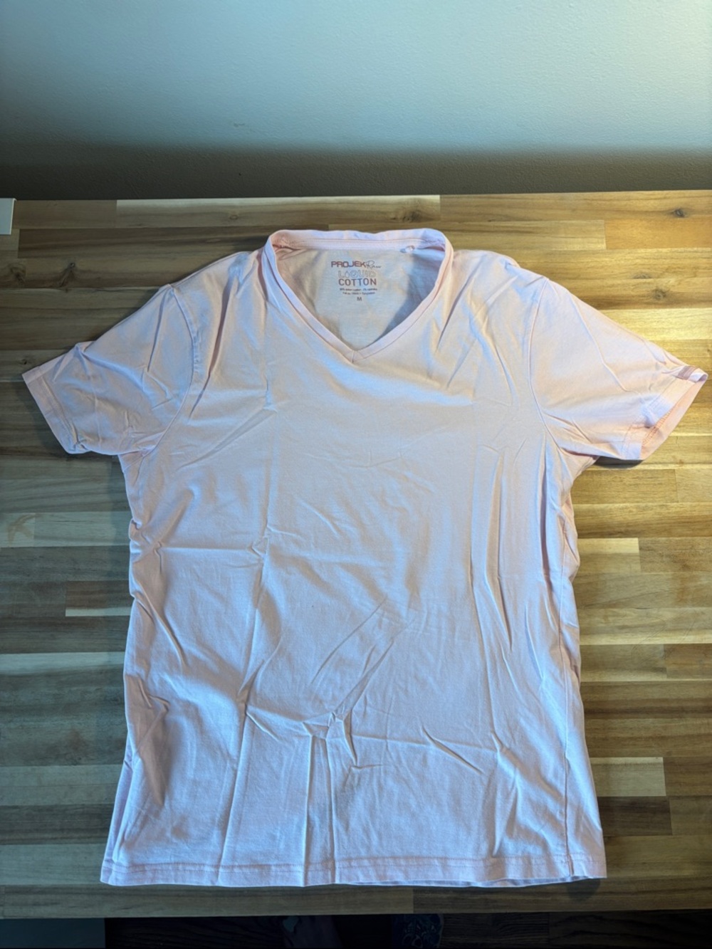 Men's Light Pink V-Neck Cotton Tee